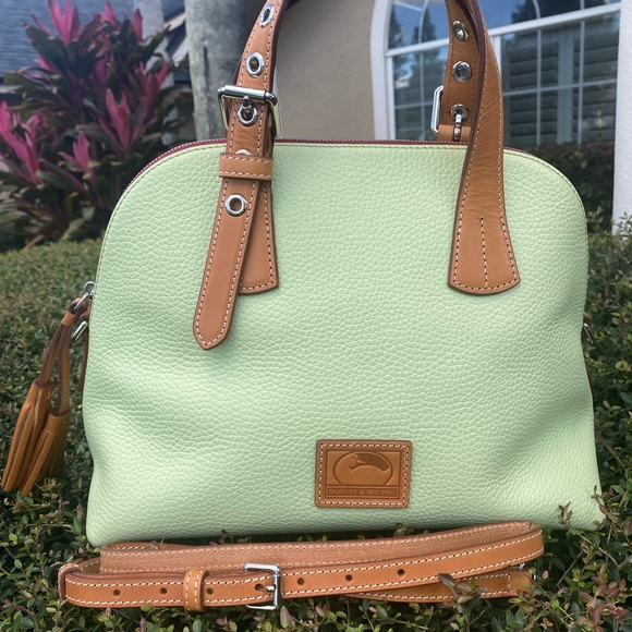 Dooney & Bourke Pebble Grain Leather Satchel Mint Green Excellent Condition - Picture 5 of 13
